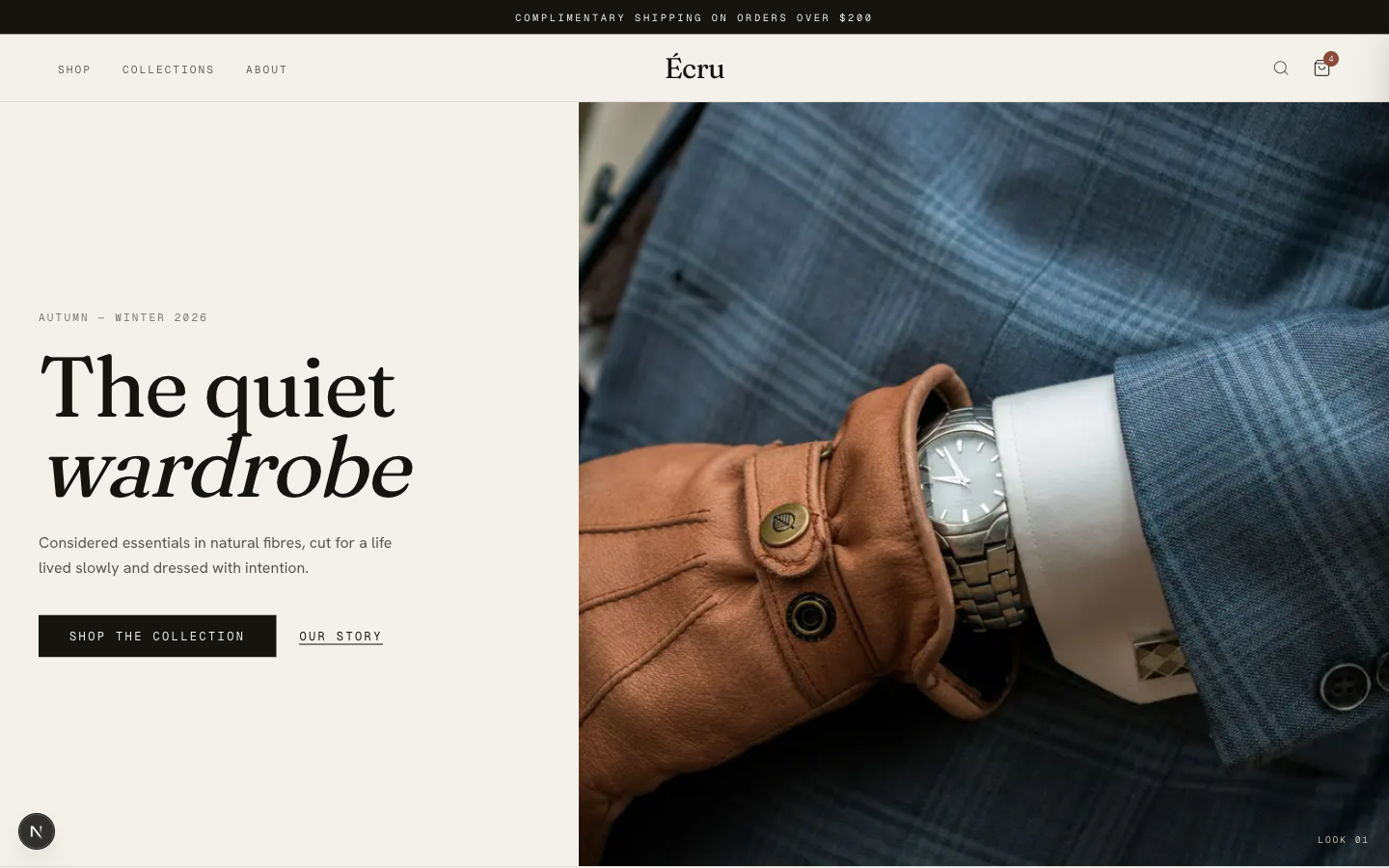 Écru Fashion Storefront - E-commerce template preview