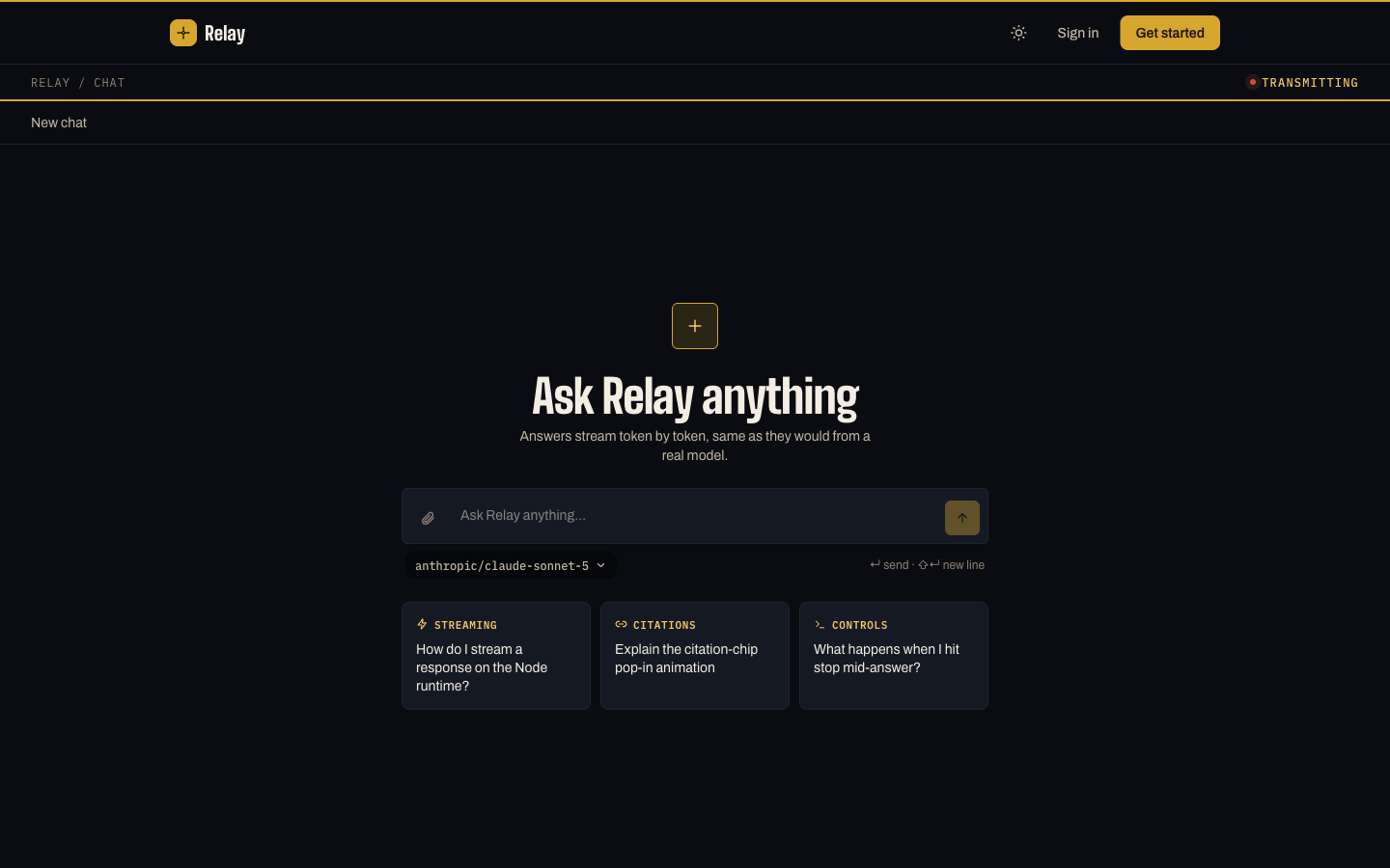 Relay - AI Chat UI Kit for Next.js - Next.js AI Chat UI Kit template preview